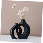 VCS 2 Set Ceramic Flower Vase, Nordic Minimal Unique Abstract Classy Black