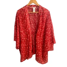 Lucky Brand Kimono One Size Floral Tassel Tie Lightweight Boho Chic Layering