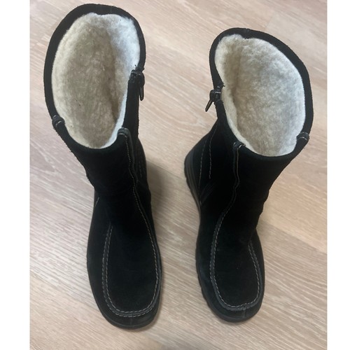 Rieker Tek size 37 (6.5-7) Boots Black Suede Wool Lined Winter Snow - Picture 2 of 7