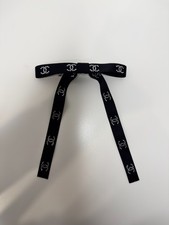 Pre-owned CHANEL Double C Logo Luxury Fashion Hair Clip Slide Ribbon Accessory