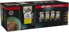 40 x 85g Sheba Fine Flakes Adult Wet Cat Food Pouches Mixed Poultry in Jelly 5.29 per kilo