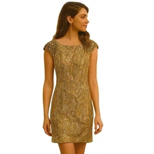 Camille La Vie Sz 2 Mini Gold Party Embellished Sequins Gemstones Prom Glam