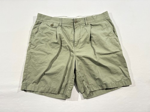 J.Crew Mens 7.5" Pleated Chino Shorts Preppy Casual Cotton Olive Green Sz 34 - Picture 2 of 15