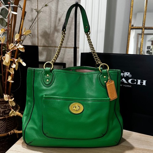 Bolso de Hombro Coach 24081 Kelly Cuero Guijarro Verde Amapola Cadena Mediana - Imagen 6 de 13