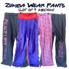 ZUMBA WEAR Pants Lot of 4 Medium Marvelous Adjustable Peace Love Dance Fitness