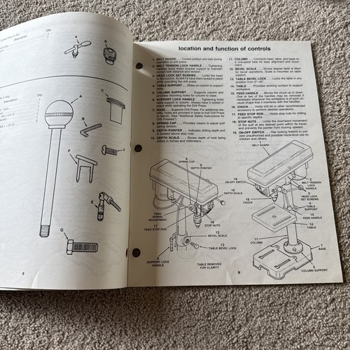Sears/Craftsman Model No. 113.213100 Drill Press Owner's Manual - Picture 2 of 3