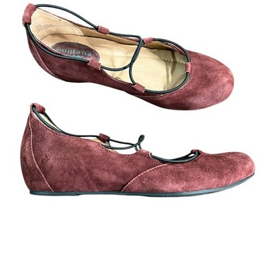 Montana Artisan Crafted Sueded Ballet Flats Burgundy Women's Size 9
