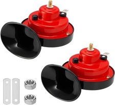 12V Super Loud Train Horn Kit, 2PCS Waterproof Durable Electric Air Snail Red