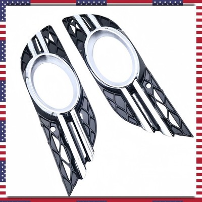 2PC Front Fog Lamp Grille LH RH Chrome For 07-09 Mercedes Benz E-Class E350