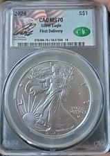 2025 $1 Silver Eagle CAC MS70 First Delivery Label signed by Ron Drzewucki