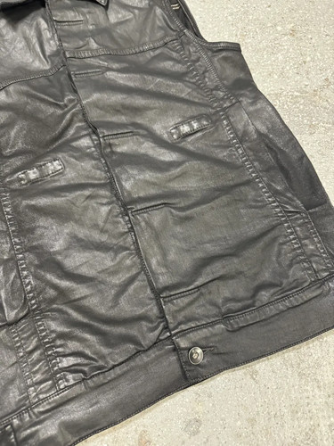 Rick Owens Dark Shadow Waxed Black Vest (S) - Picture 4 of 11