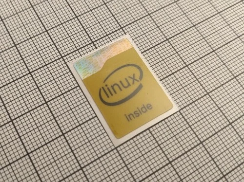 5 x Yellow & Black Holographic Linux Inside Stickers For The PC Case 18 x 25 mm