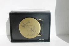 Vintage Oden Inc. Solid Brass Belt Buckle With Deer Design.