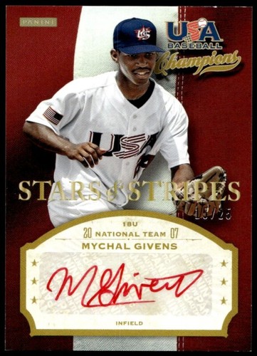 2013 PANINI USA CHAMPIONS MYCHAL GIVENS MYC MT RED AUTO STARS AND STRIPES 15/25