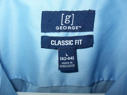 George long sleeve dress shirt L (42-44) classic fit light blue button down NWOT - Picture 3 of 8