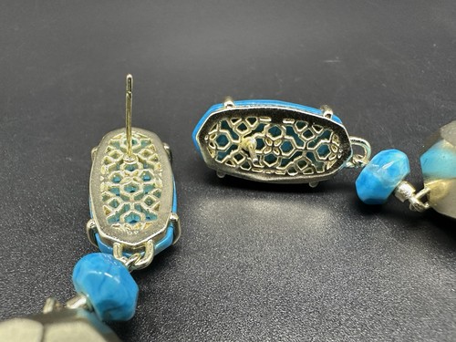 Kendra Scott Aqua Howlight healing tassel dangling stone bead earrings - Picture 7 of 10