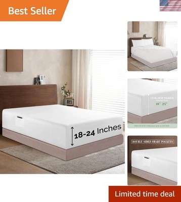 1500  Hotel Quality 18-24 Inches Deep - Extra Deep Pocket Single Fitted Sheet...