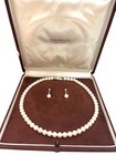 Mikimoto Akoya Pearl Necklace & Earrings Set Silver Clasp Cleaned Restrung Boxed