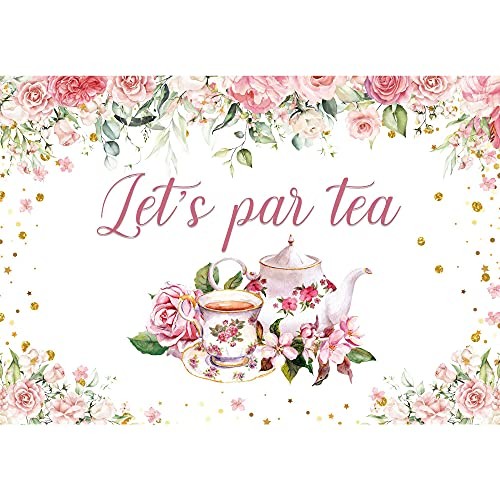 7x5ft Polyester Tea Party Backdrop for Photography Floral Tea Party Baby - Picture 2 of 8