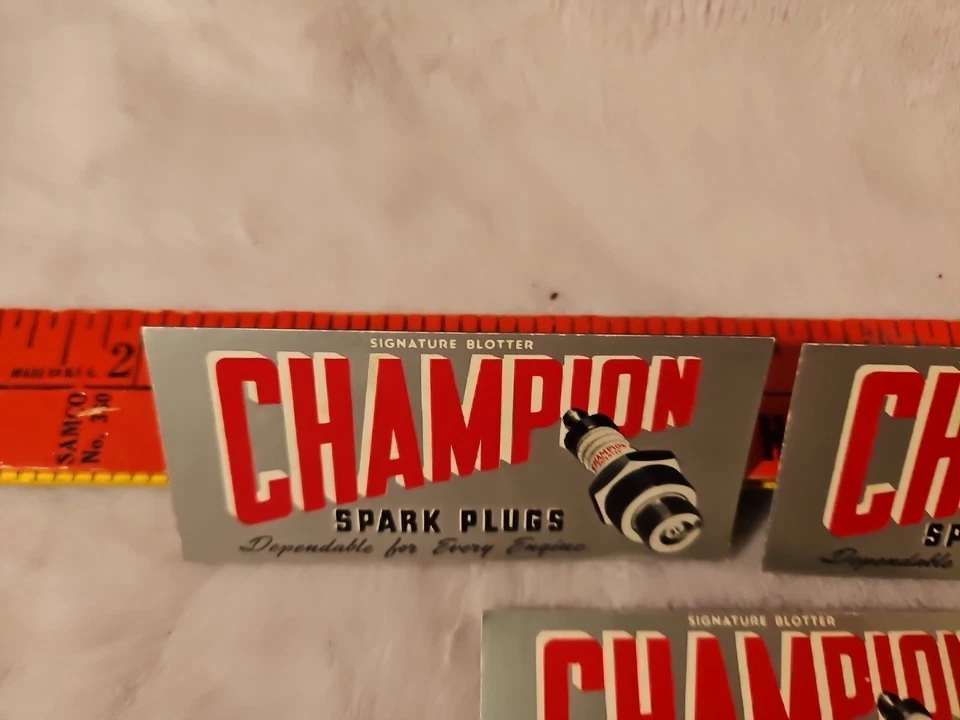 Rare Lot Vintage Champion Spark Plugs Ink Blot Blotter Cardboard 3 Piece Lot - Image 2 of 4