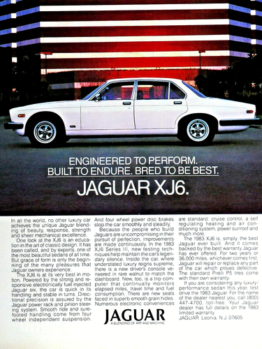 1983 Jaguar XJ6 Vintage Bred To Be Best Regional Original Print Ad 8.5 x 11" - Picture 3 of 4