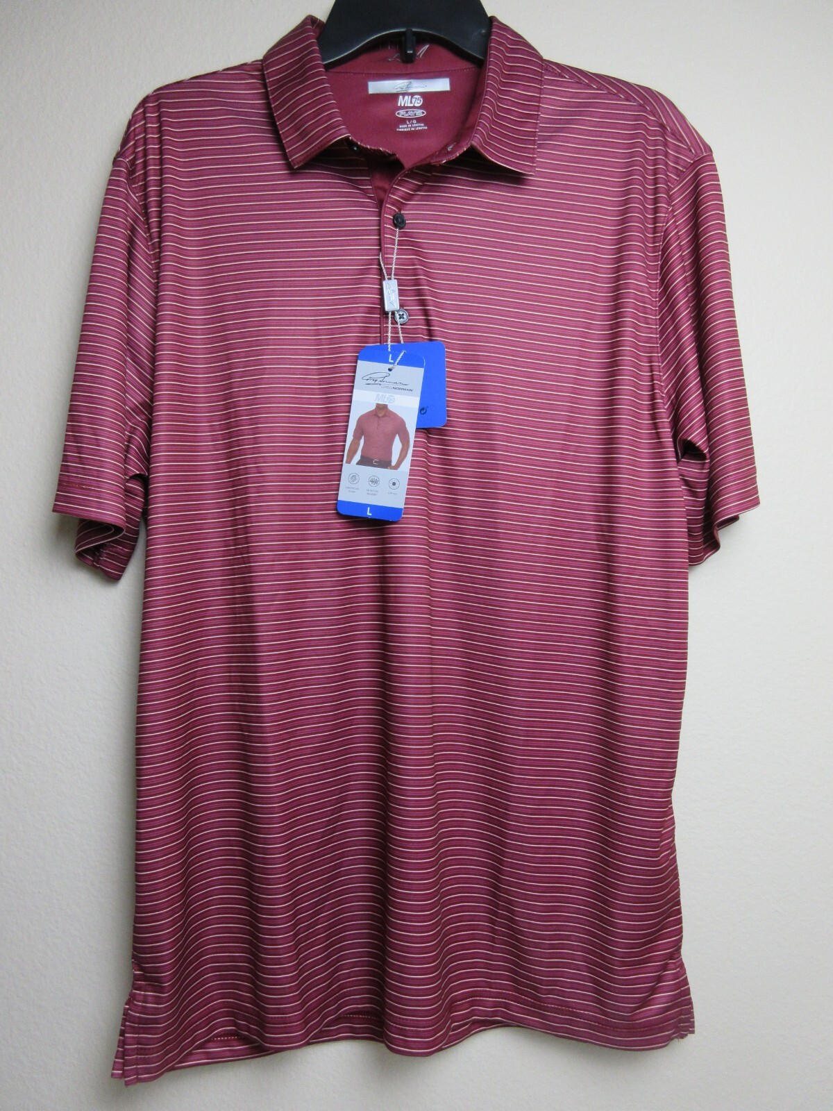 Greg Norman The Shark Short Sleeve Polo Shirt Mens Size L - Maroon (NWT)