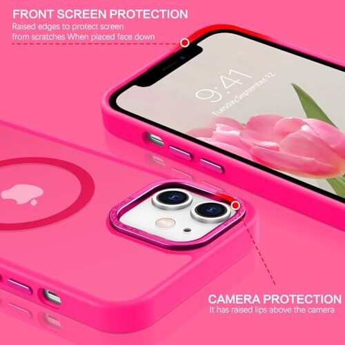 Magnetic for iPhone 12 Case/iPhone 12 Pro Case [Compatible with T646-Hot Pink - Picture 6 of 7