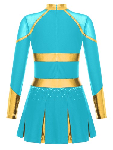Costume vestito squadra bambina ragazza glitterato cheerleading colore contrasto uniforme - Foto 44 di 84