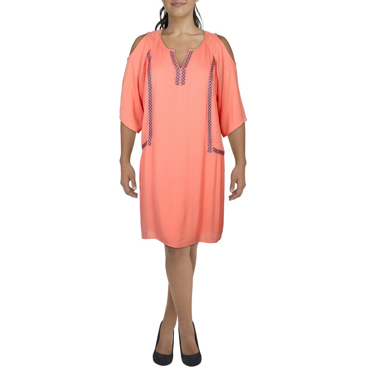 Женское оранжевое платье-сорочка с вышивкой White Mark для работы S BHFO 7800