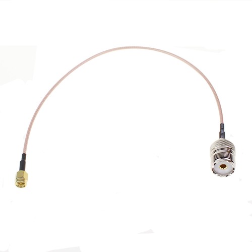 UHF SO239 female PL259 to SMA male plug crimp RG316 cable pigtail 12 inch 30cm - Picture 4 of 5
