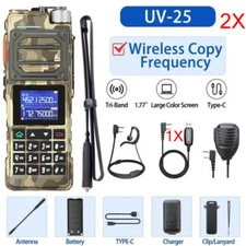 Baofeng UV25 Walkie-Talkie 136-174&220-260&400-520MHz Tri-Band Two Way Radios 2X