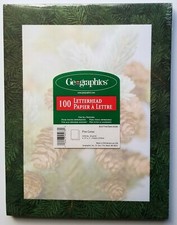 Geographics Pine Cones Letterhead Paper Pine Cone Print 100 Sheets Acid Free New