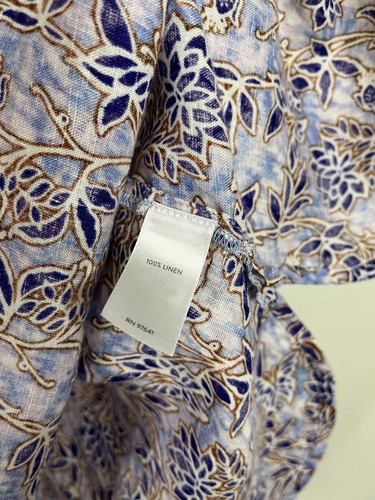 Blusa Top Jill Love Lino XL Relajado Estampado Lagenlook Costero Boho Campesino - Imagen 8 de 14