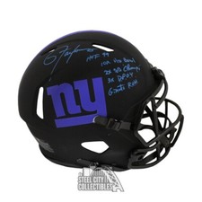 Lawrence Taylor 5 Stats Autographed New York Authentic Full-Size Helmet - BAS