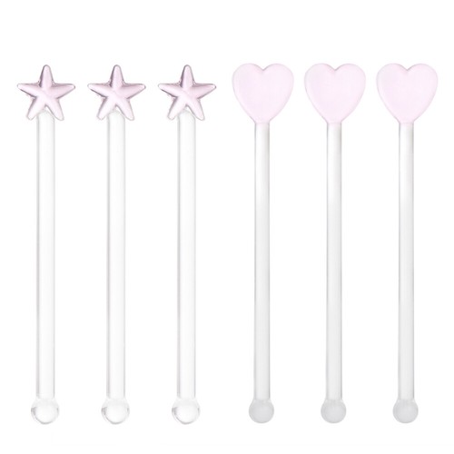 6 Pcs Swizzle Stick Reusable Stir Sticks Glass Stirrers for Cocktails Stirring - Bild 1 von 12