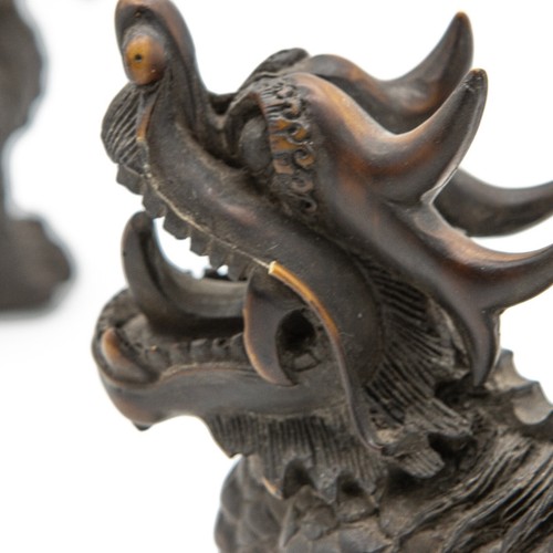 Matched Pair of Antique Old Chinese Tibetan Foo Dog Figures - Picture 12 of 13