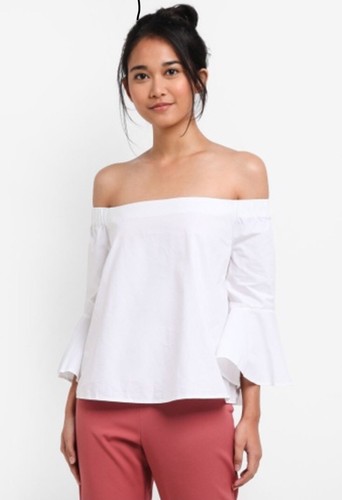NWT Cotton On White Abbie Off The Shoulder Blouse Top Size M