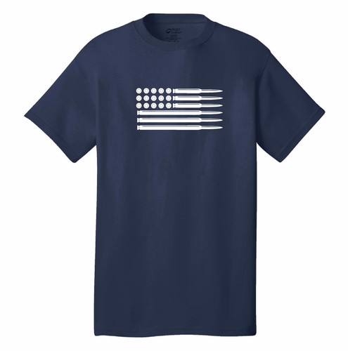 BULLET AMERICAN FLAG funny t-shirt right wing republican guns ammo weapons usa - 第 1/13 張圖片