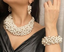 Handmade Pearl Necklace, Ring and Bracelet Set