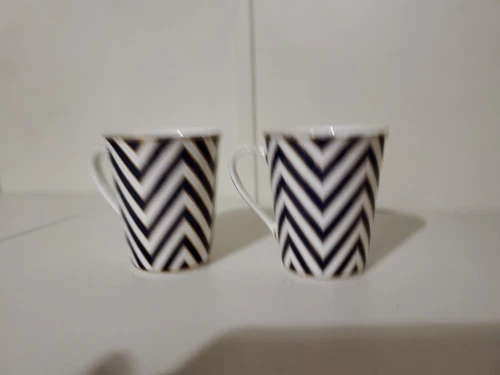  TWO MIKASA COLOR STUDIO BLACK AND GOLD ACCENT MUG-CHINA