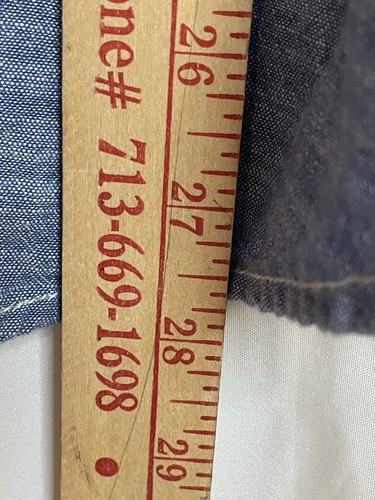 Camisa Woolrich Azul Cambray Abotonada Lavado Oscuro Para Hombre Mediana Algodón Manga Corta - Imagen 10 de 11