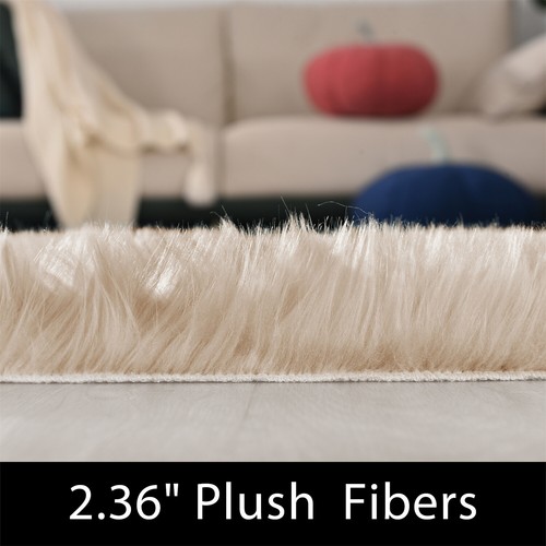 Latepis Faux Fur Sheepskin Area Rugs Soft Shaggy Carpet for Living Room Bedroom - Picture 191 of 219