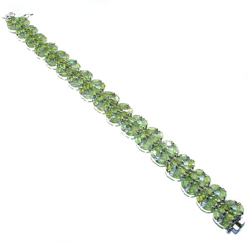 Peridot Sterling Silver Bracelet 41.2ct Green Statement Handcrafted 925 - Picture 4 of 4