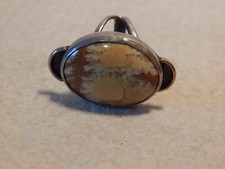 VTG 1960S UNMARKED LADIES AGATE TESTED STERLING RING SIZE 5