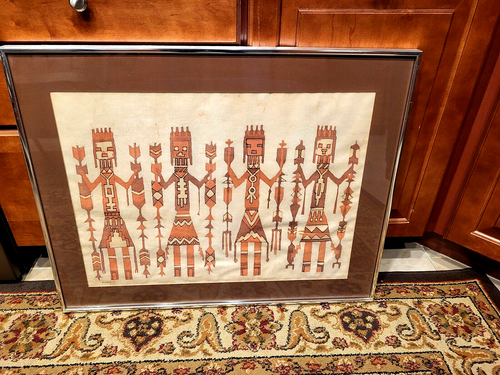 Original BATIK by Renowned Artist AMOS AMIT "YEI DANCERS" on Hand Painted Cloth