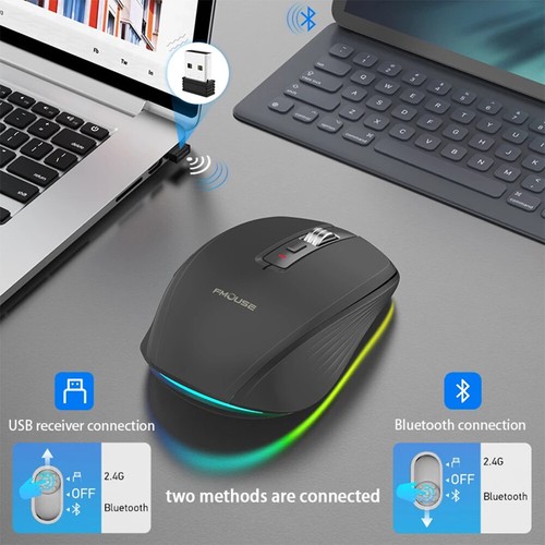 Wireless Mouse Bluetooth-compatible 5.1+2.4Ghz Rechargeable Dual Mode Mouse - Picture 5 of 27