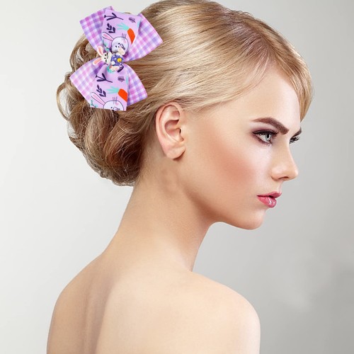 4 Pieces Easter Bows Hair Clips Easter Bows Clips Grosgrain Hair Barrettes Ra... - Picture 6 of 6