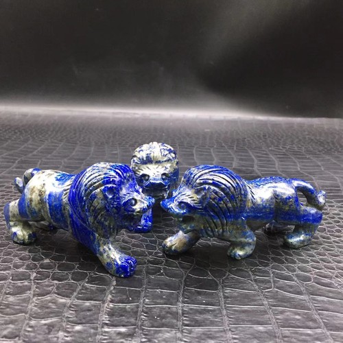 Natural Lapis Lazuli Quartz Crystal Carved Lion Statue Healing Decoration 1Pc - Picture 3 of 24