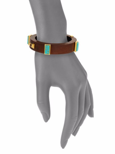 Lizzie Fortunato Armreif Türkis Holz Armreif Bracelet Kubist Scharnier gyuhj - Bild 2 von 6