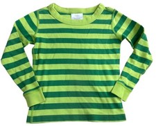 Hanna Andersson Striped Green Pajama Top Sz 100 US 4 Organic Cotton Sleepwear
